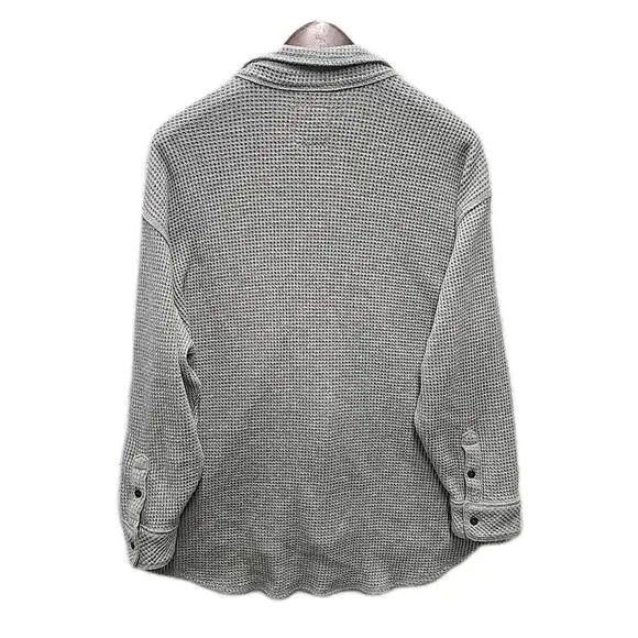 Aerie Womens Lumber Jane Waffle Shirt Shacket S Button Down Oversized Gray Cozy - Picture 2 of 7